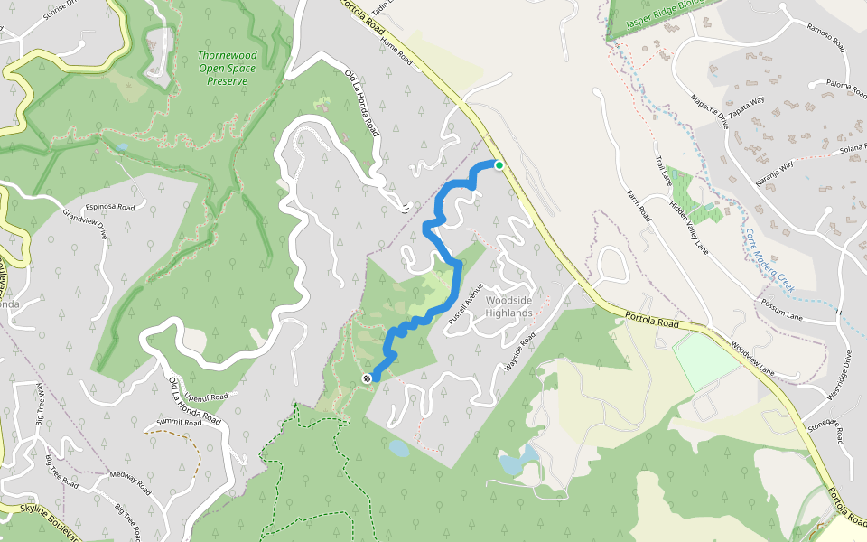 Larry Lane Trail walking route map in Portola Valley