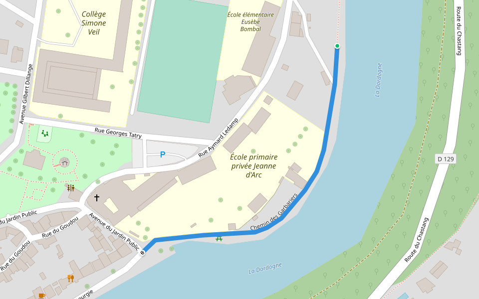 Chemin des Garbariers walking route map in Argentat-sur-Dordogne