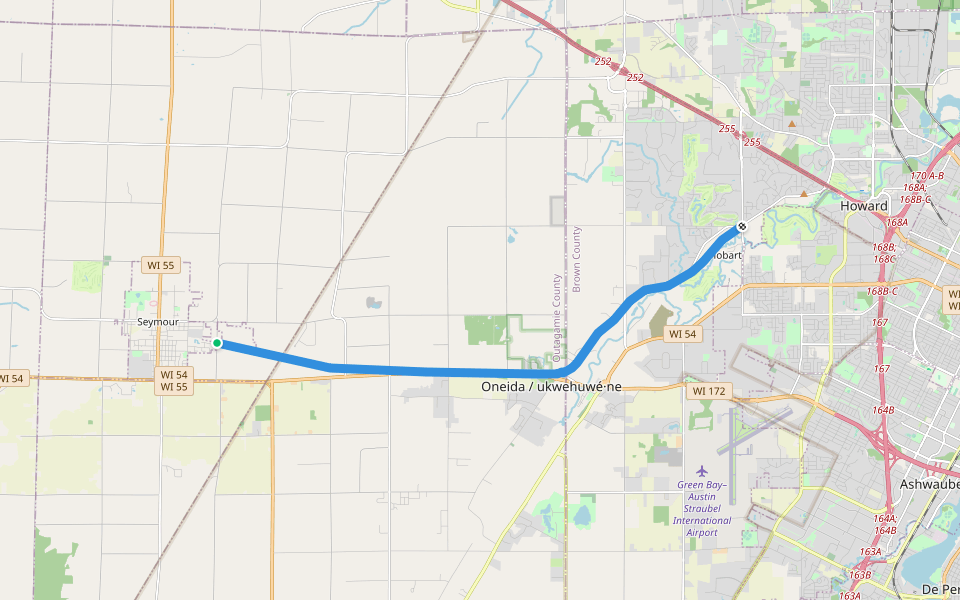 Duck Creek Trail walking route map in Seymour