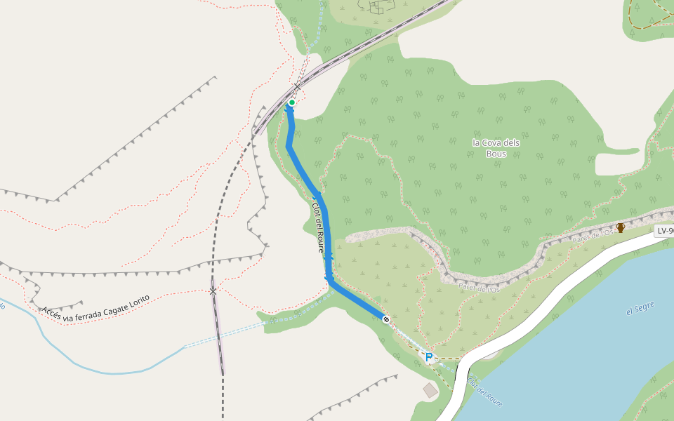 Clot del Roure walking route map in Camarasa