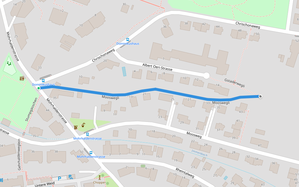 Mooswegli walking route map in Riehen