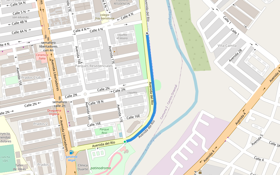 Avenida del Río walking route map in Los Patios