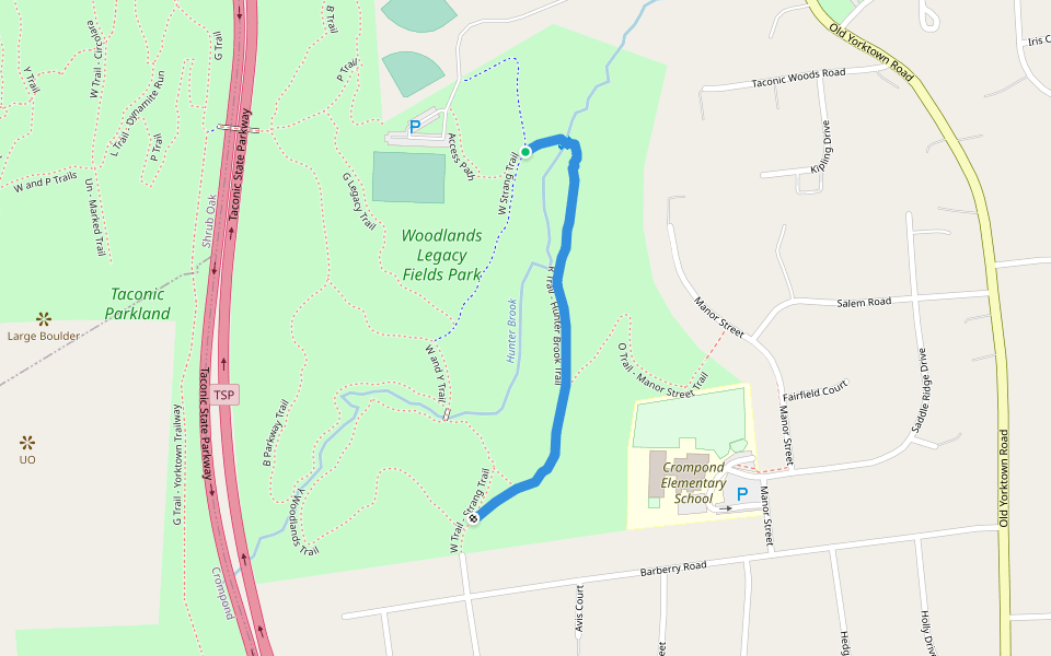 R Trail - Hunter Brook Trail walking route map in Yorktown Heights
