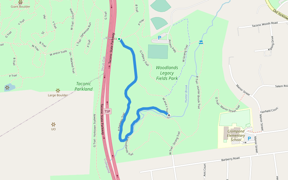 B Parkway Trail walking route map in Yorktown Heights