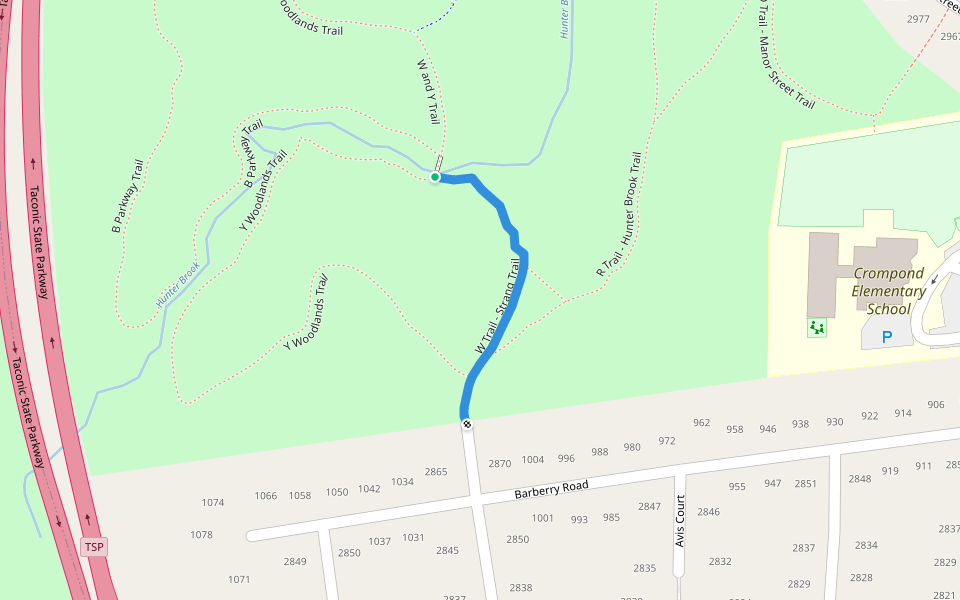 W Trail - Strang Trail walking route map in Yorktown Heights