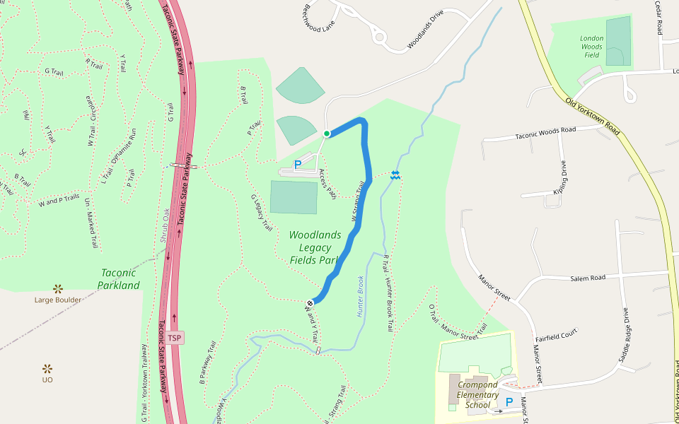 W Strang Trail walking route map in Yorktown Heights