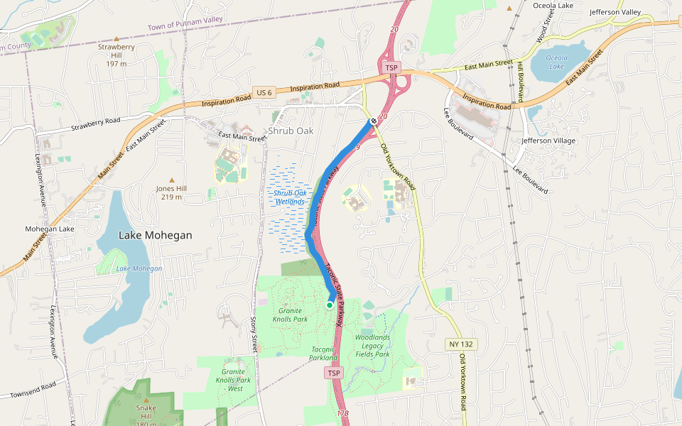 G Trail - and Yorktown Trailway walking route map in Mohegan Lake