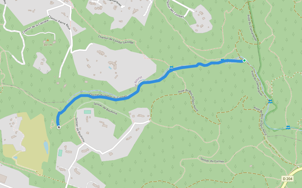 Chemin du Vallon du Curnier walking route map in Le Rouret