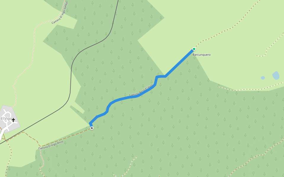 Camino Anzo-El Vigo walking route map in Anzó