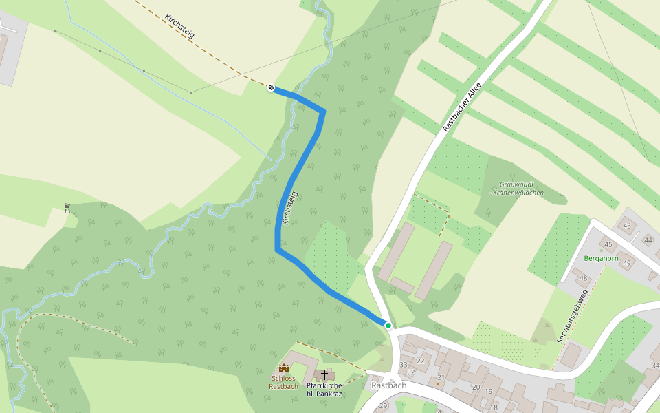 Kirchsteig walking route map in Rastbach