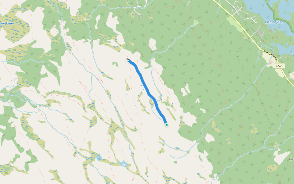 Torvveien walking route map in Røros