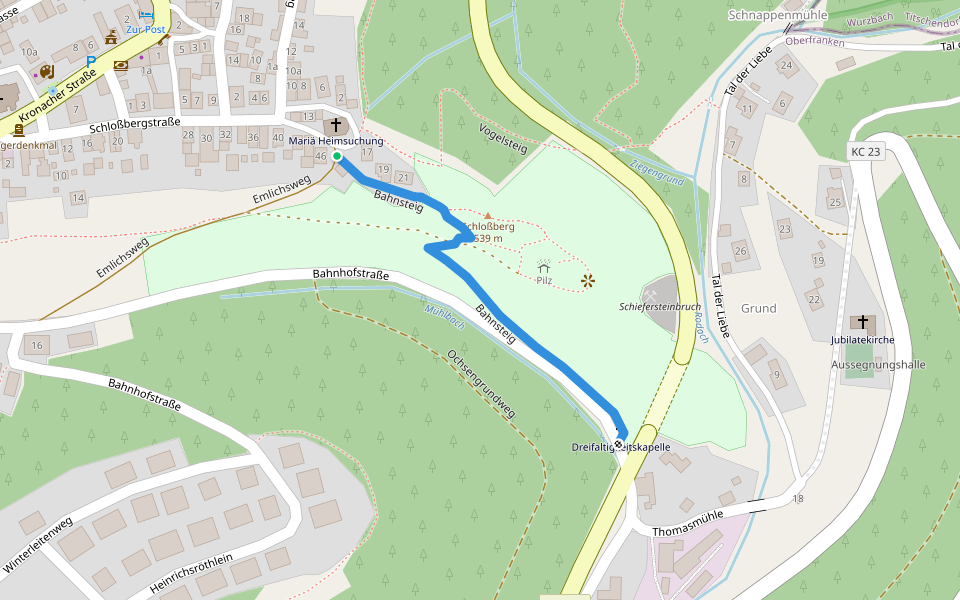 Bahnsteig walking route map in Nordhalben