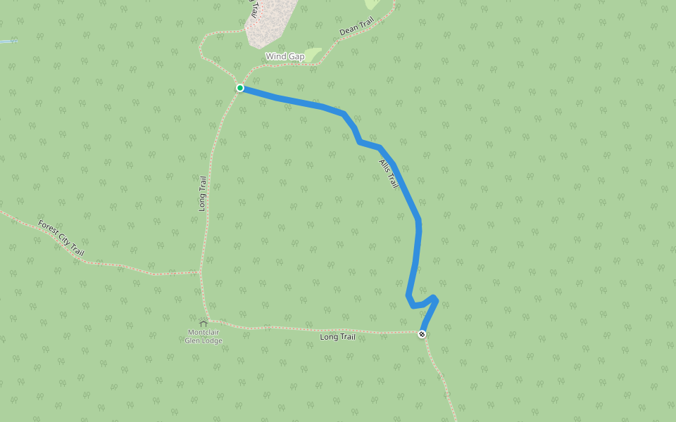 Allis Trail walking route map in Waterbury