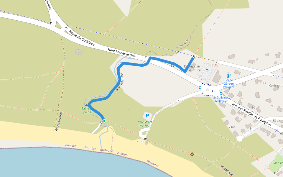 Saint-Trémeur walking route map in Guilvinec