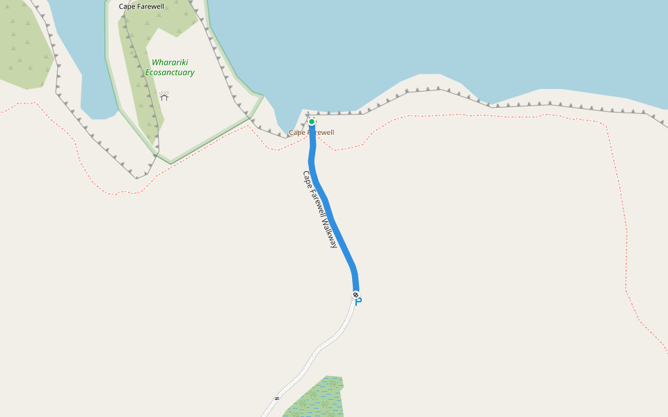 Cape Farewell Walkway walking route map in Pūponga