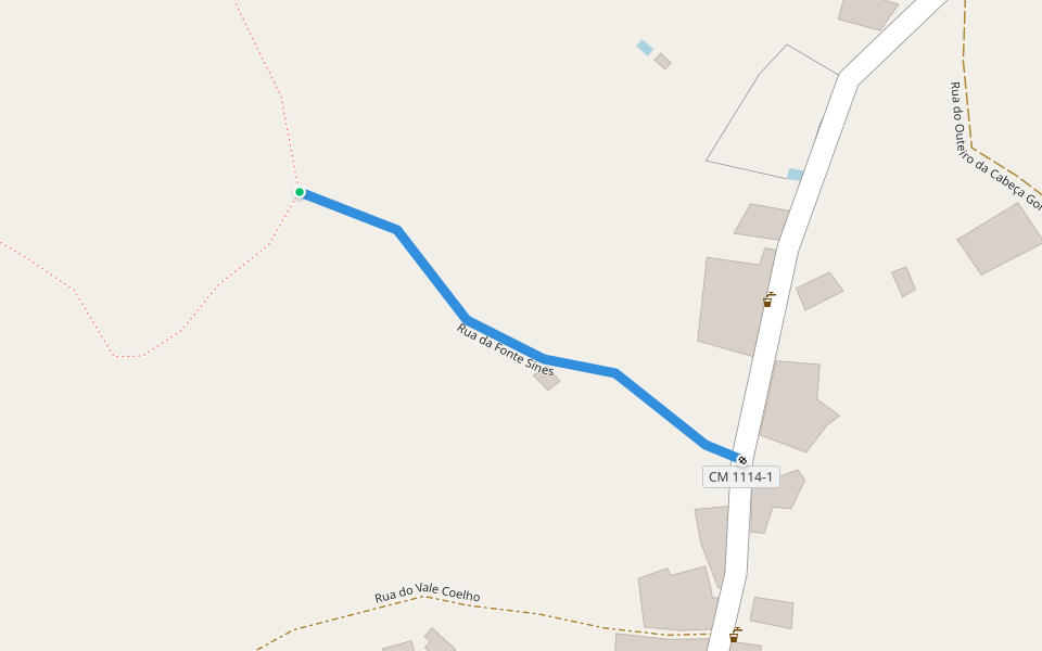 Rua da Fonte Sines walking route map in Carvalhal