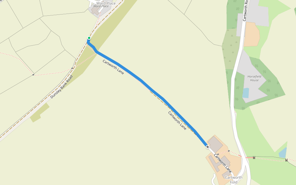 Cartworth Lane walking route map in Holmfirth