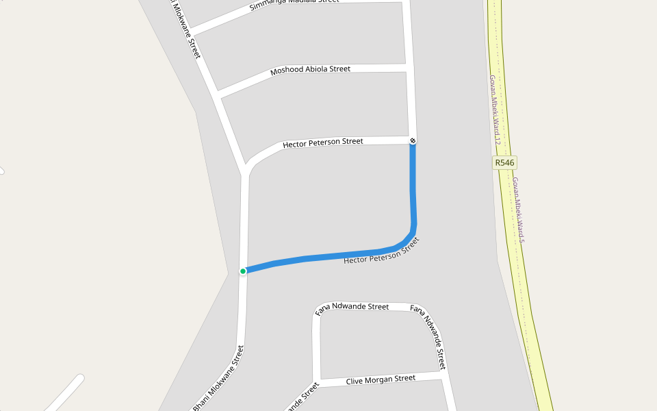 Hector Peterson Street walking route map in Embalenhle