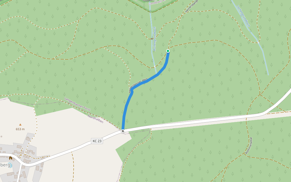 Heinersberger Weg walking route map in Langenbacher Forst