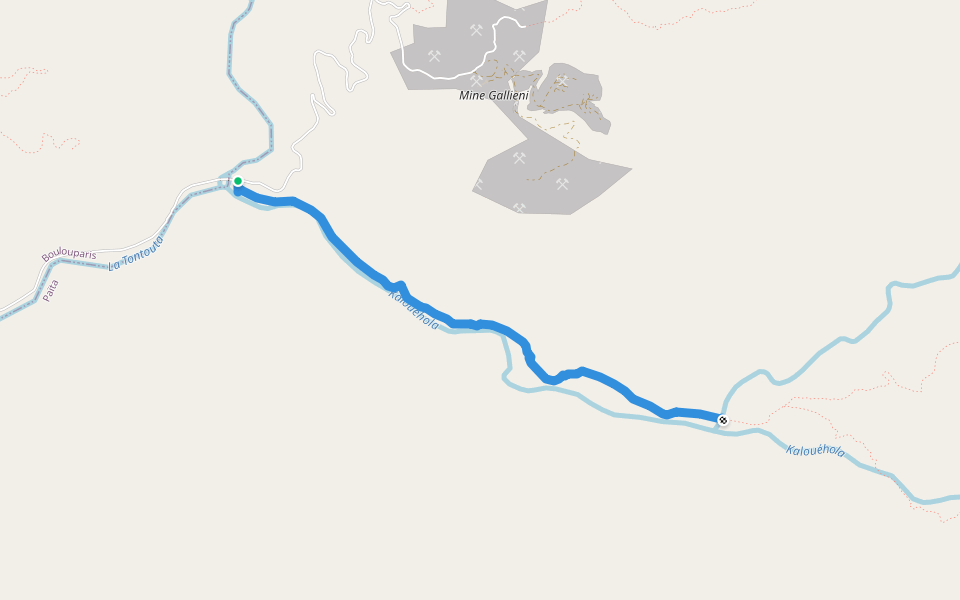 Piste Kaloueola - 4 Rivières walking route map in La Tontouta