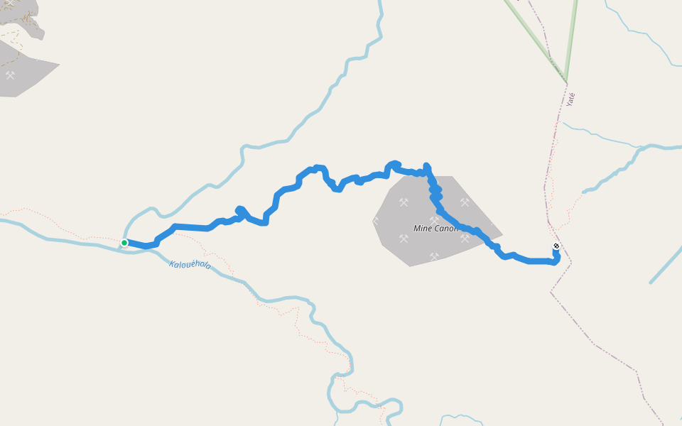 Piste Mine Canon walking route map in Tamoa