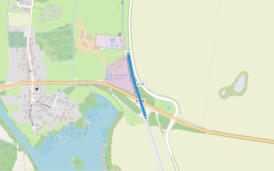 Bahntrassenradweg Rechlin-Mirow walking route map in Rechlin