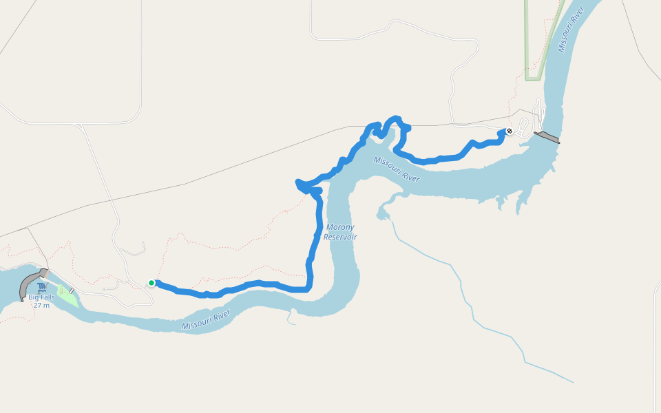 North Shore Rivers Edge East walking route map in Great Falls