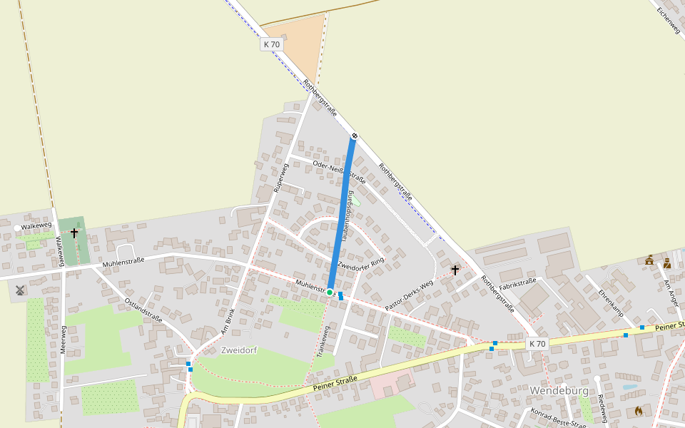 Taubenhopsgang walking route map in Wendeburg