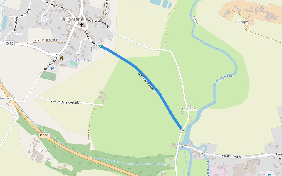 Le Chemin du Lièvre walking route map in Val-Couesnon