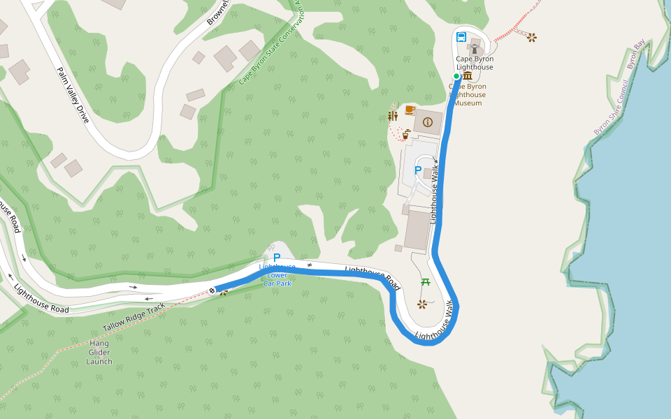 Lighthouse Walk walking route map in Byron Bay