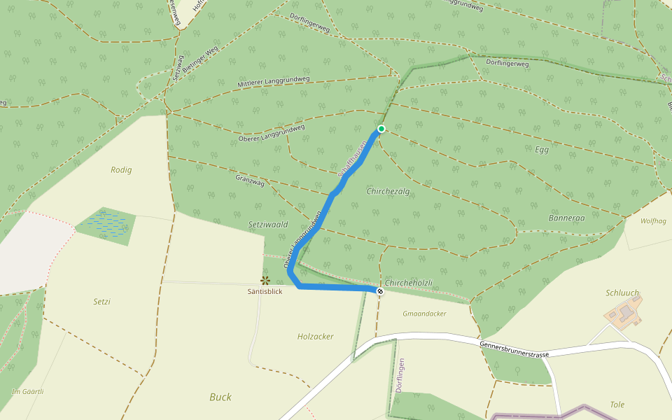 Oberer Langgrundweg walking route map in Dörflingen