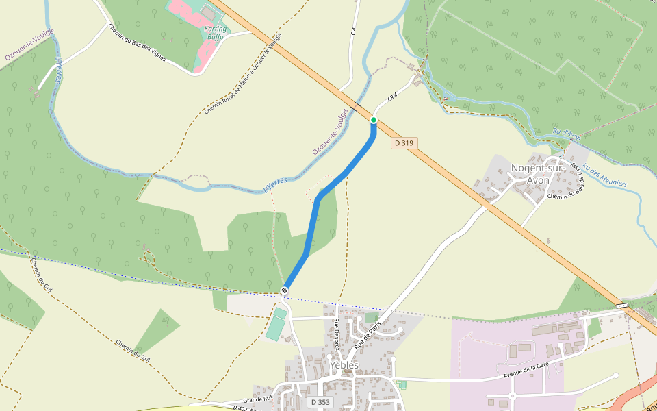 Chemin de Genouilly et Champdeuil à Ozouer-le-Voulgis walking route map in Yèbles