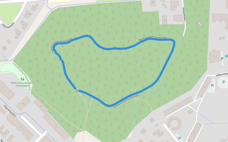 Pahkavuoren kuntorata walking route map in Salo