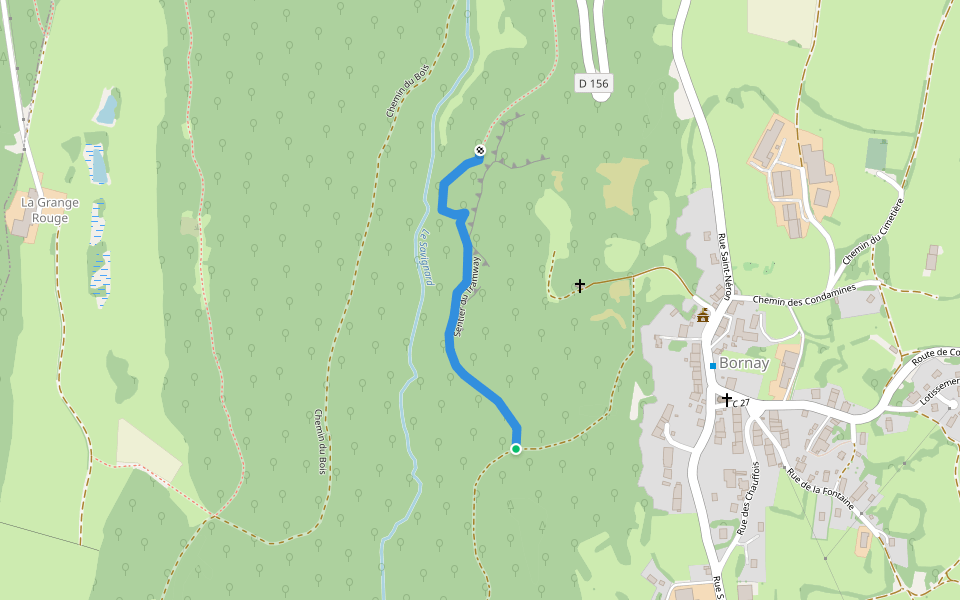 Sentier du Tramway walking route map in Bornay