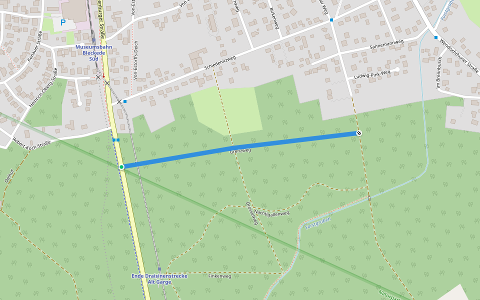 Grenzweg walking route map in Bleckede