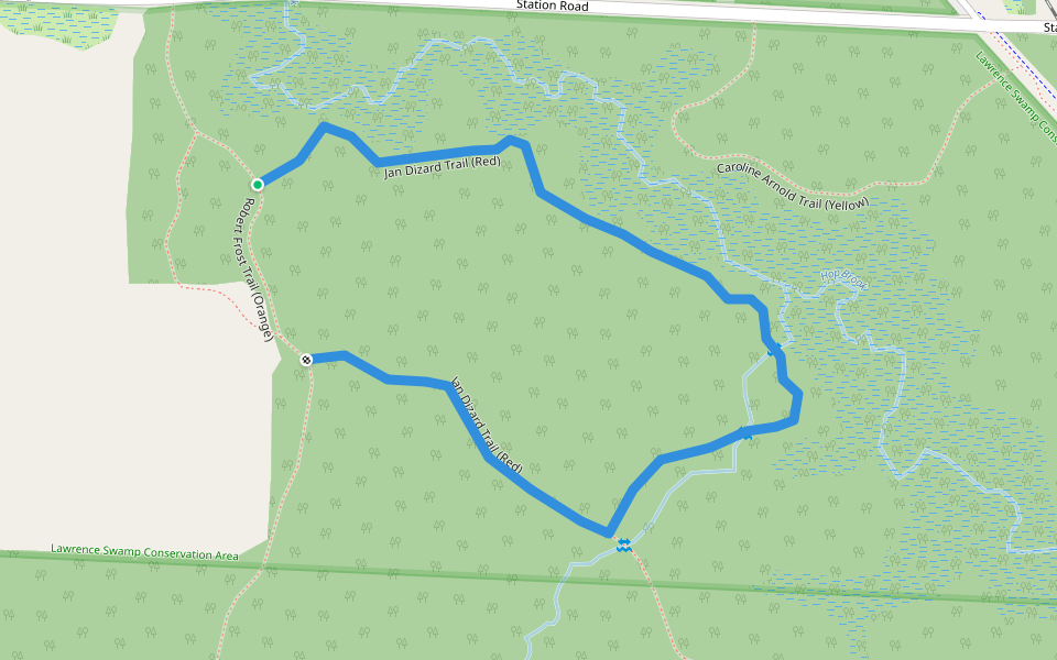 Jan Dizard Trail (Red) walking route map in Amherst