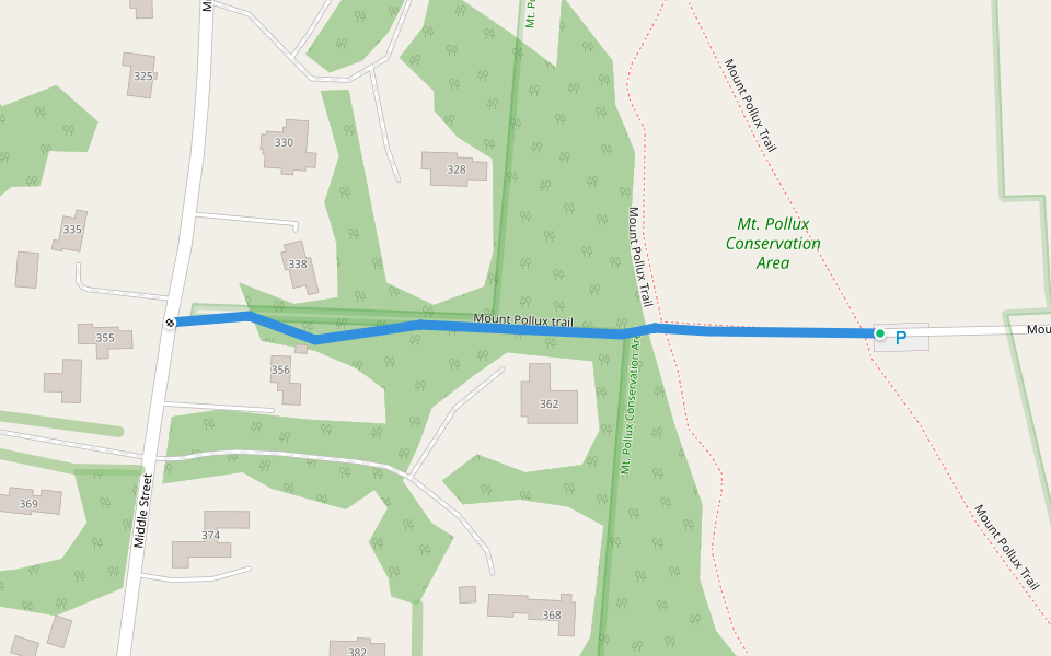 Mount Pollux trail walking route map in Amherst