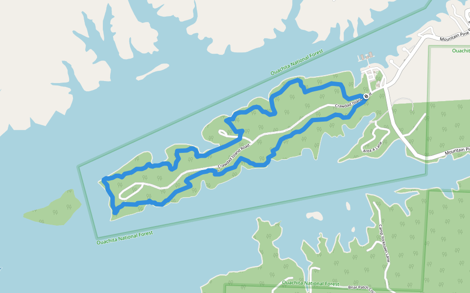 Caddo Bend Trail walking route map in Mountain Pine