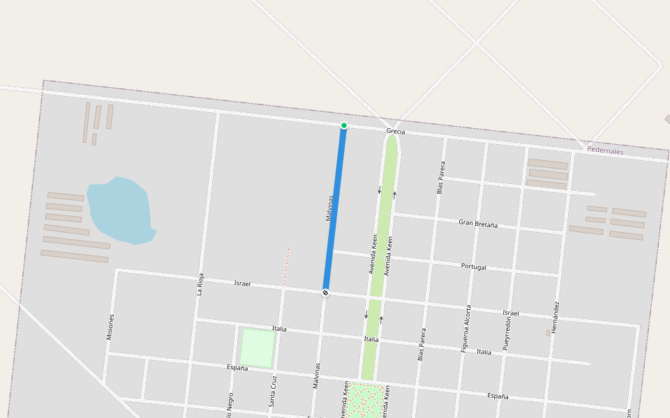 Malvinas walking route map in Pedernales