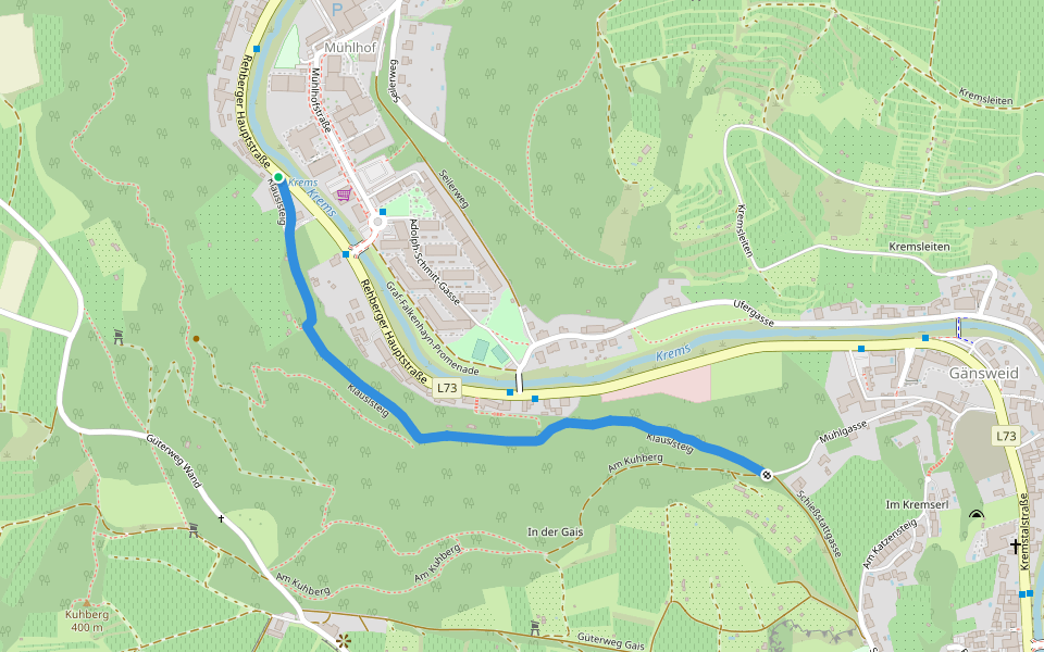 Klauslsteig walking route map in Krems an der Donau