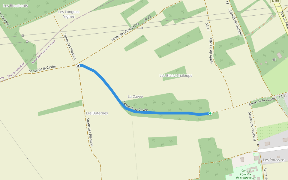 Sente de la Cavée walking route map in Maurecourt