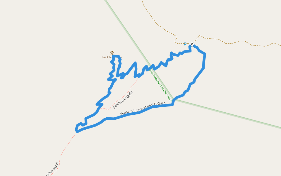 Sendero Interpretativo El Grillo walking route map in Auco