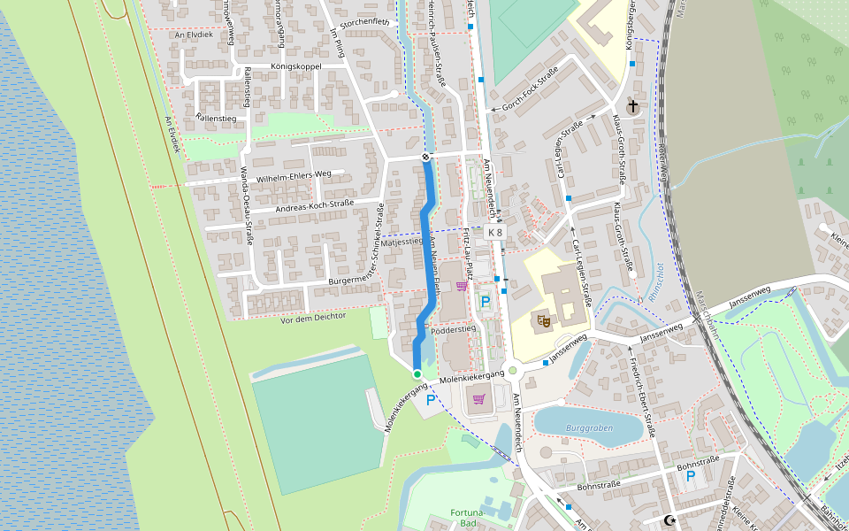 Am Neuen Fleth walking route map in Glückstadt