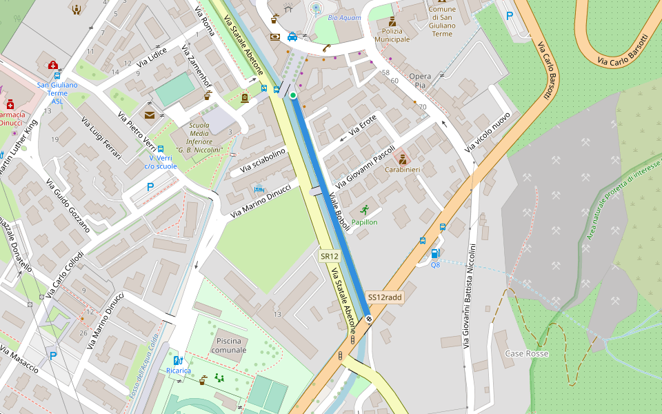 Viale Boboli walking route map in San Giuliano Terme