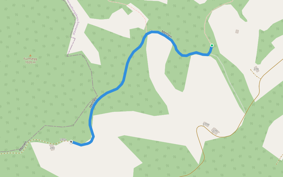 Mettlen walking route map in Röthenbach im Emmental