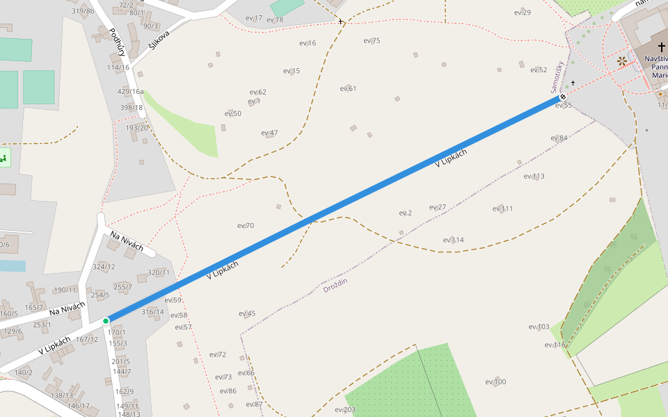 V Lipkách walking route map in Samotišky