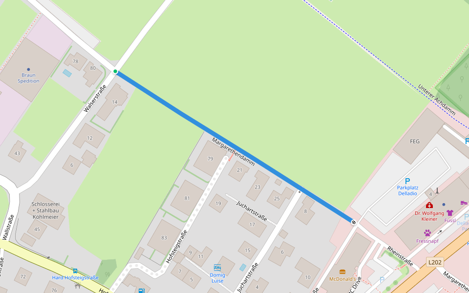 Margarethendamm walking route map in Hard