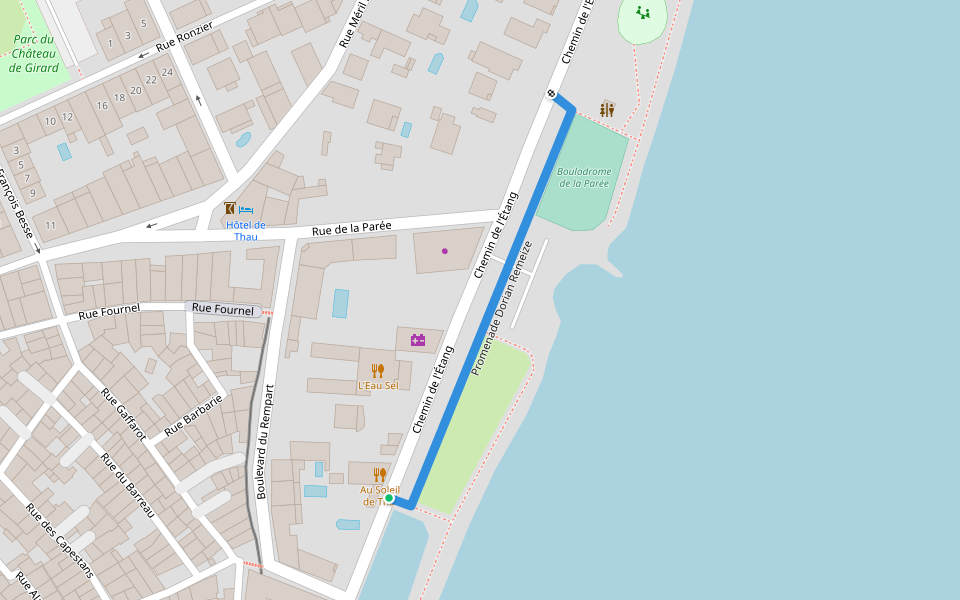 Promenade Dorian Remeize walking route map in Mèze