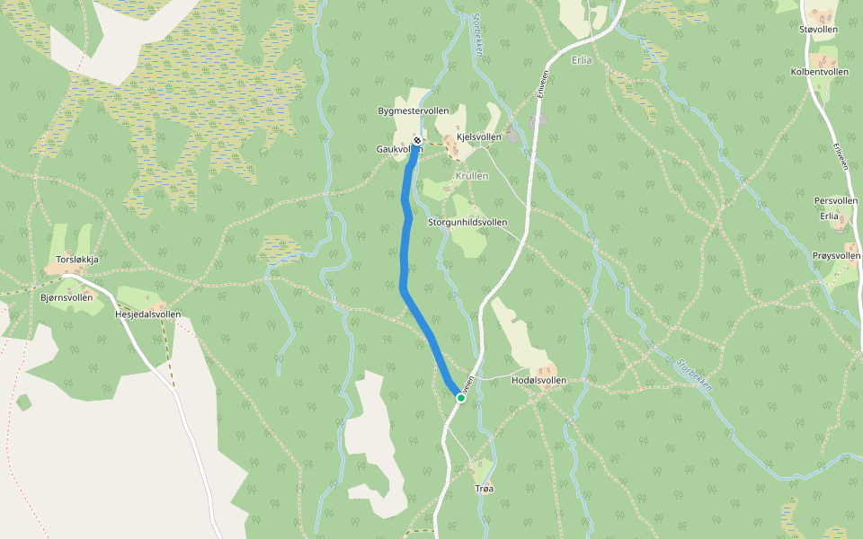 Mølnervegen walking route map in Orvos