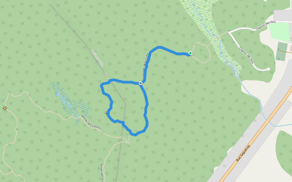 Sentier de la Griffe walking route map in Rouyn-Noranda